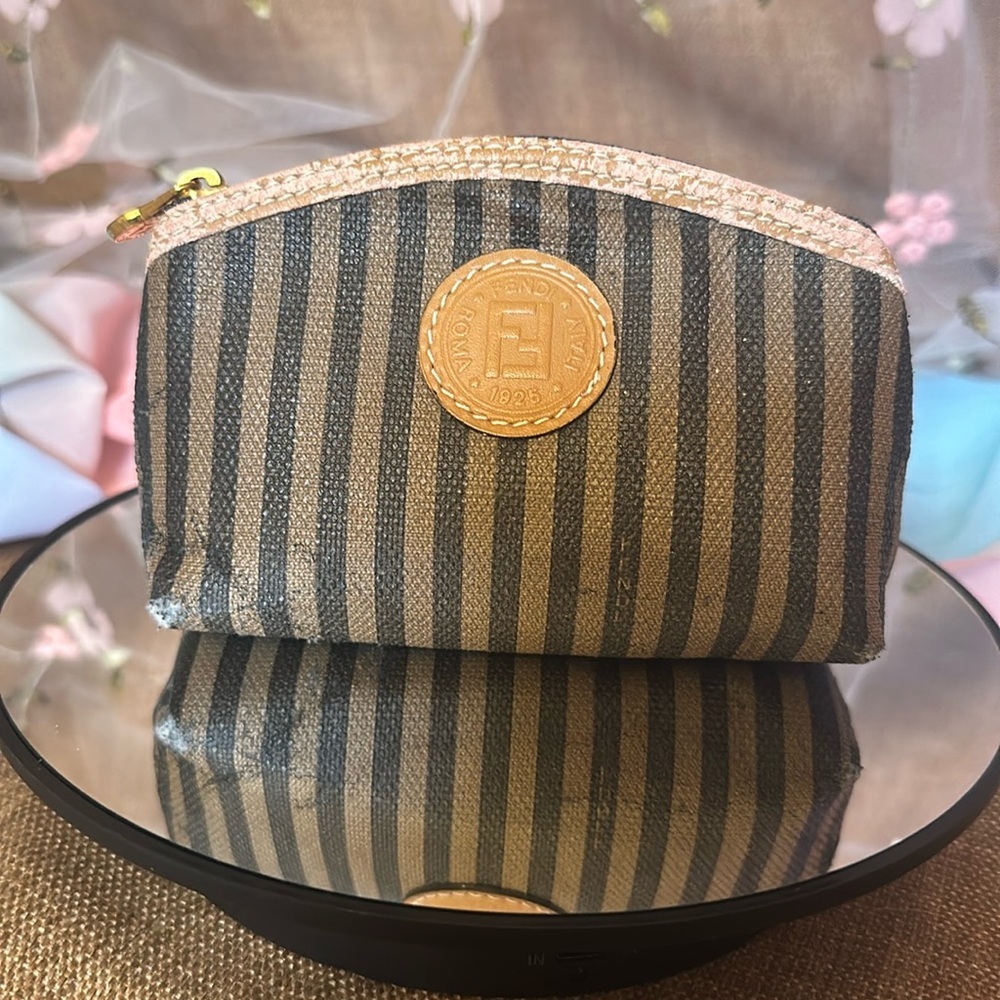 FENDI Vintage Small Pouch with Gold Zip Pull